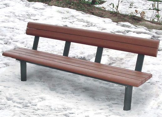 屋外公共パブリック用の人工木材ベンチ、雪国向けの高強度な背付ベンチ、フラットベンチ、駅前、公園に最適