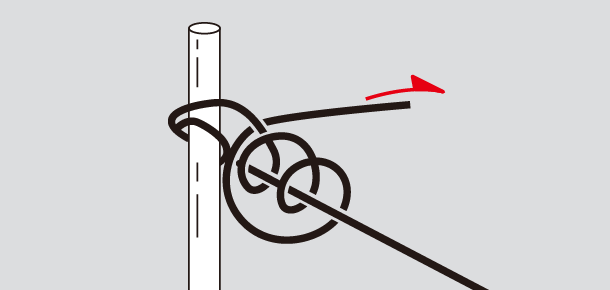 支柱またはワイヤー線との結び方
