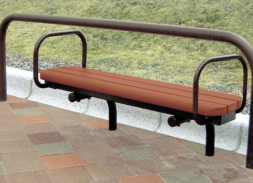 屋外公共パブリック用の人工木材ベンチ、ユニバーサルデザインの高齢者・車いす・共用ベンチ、公園、駅前、バス停など活動のバリアを低減します。