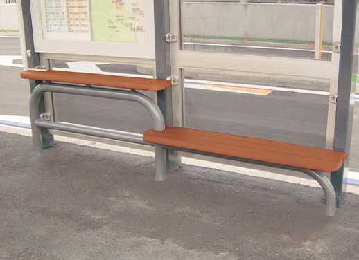 屋外公共パブリック用の人工木材ベンチ、駅前、バス停用省スペースベンチ