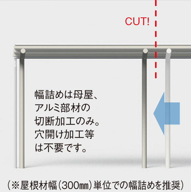 アルミ部材の切断加工のみ。穴開け加工等は不要です。