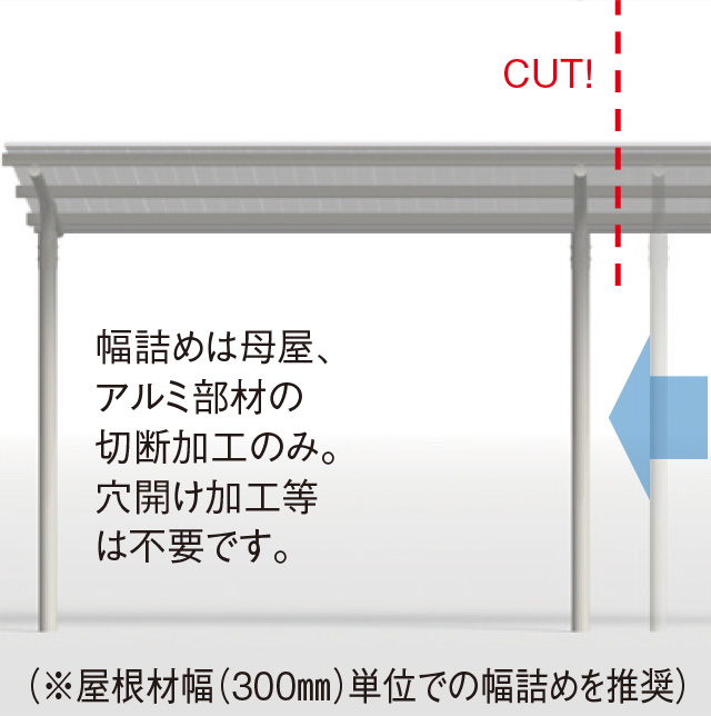 アルミ部材の切断加工のみ。穴開け加工等は不要です。