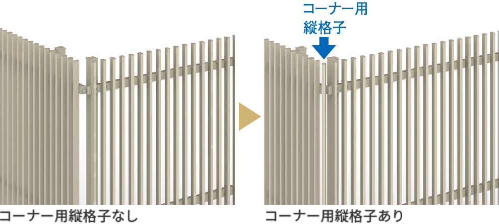 コーナー用縦格子