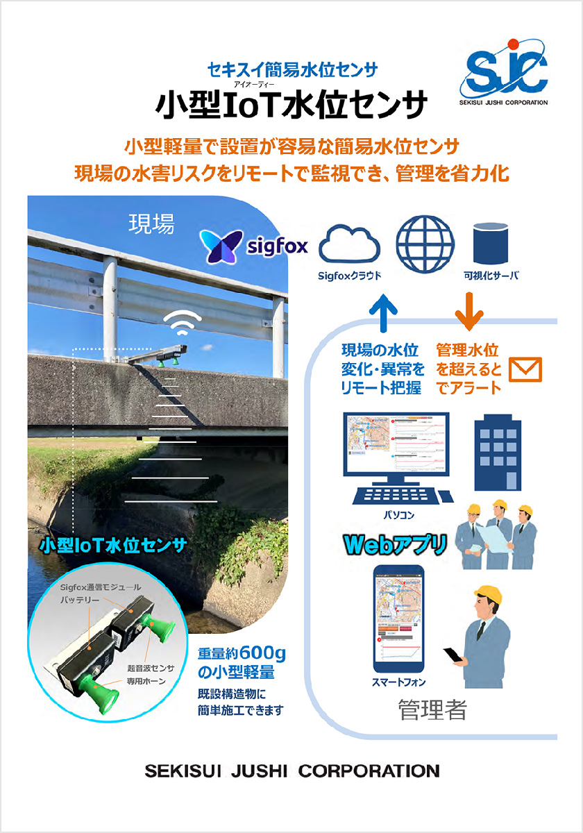 「小型 IoT 水位センサ 」パンフレット